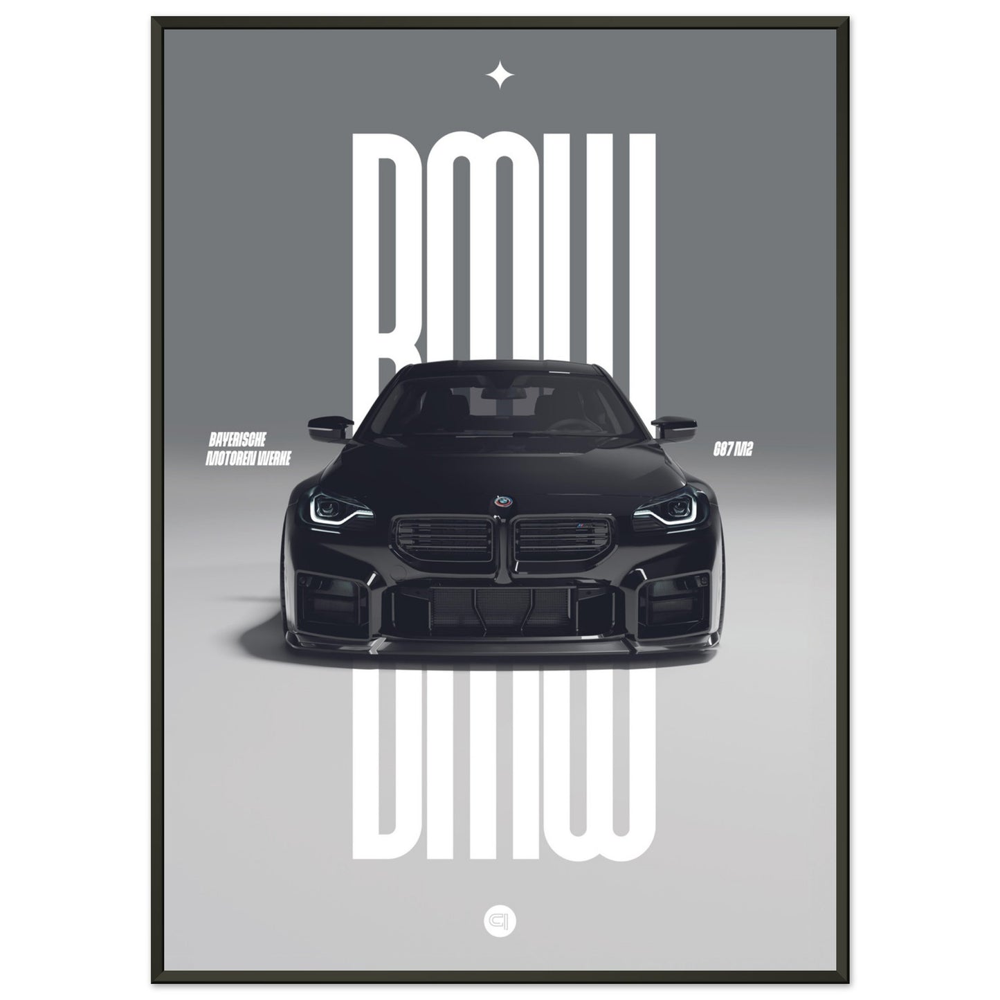 Framed Car Poster - BMW G87 M2 - Black