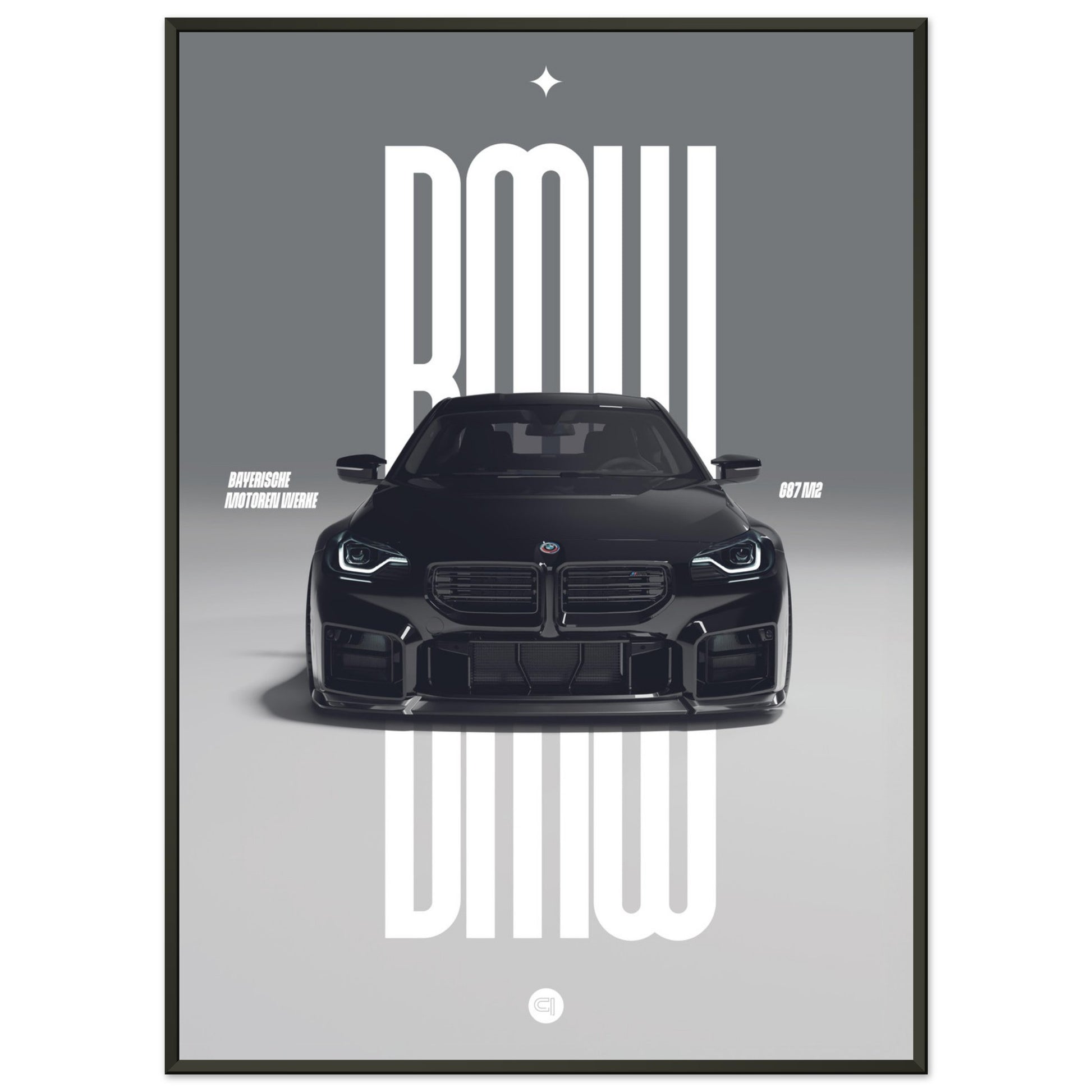 Framed Car Poster - BMW G87 M2 - Black