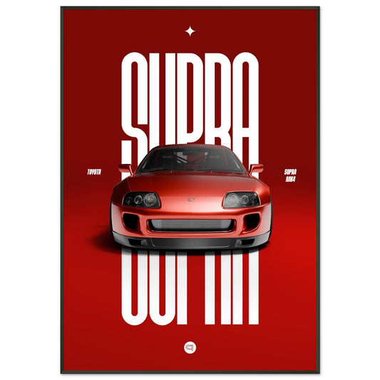 Framed Car Poster - Toyota Supra MK4 - Red