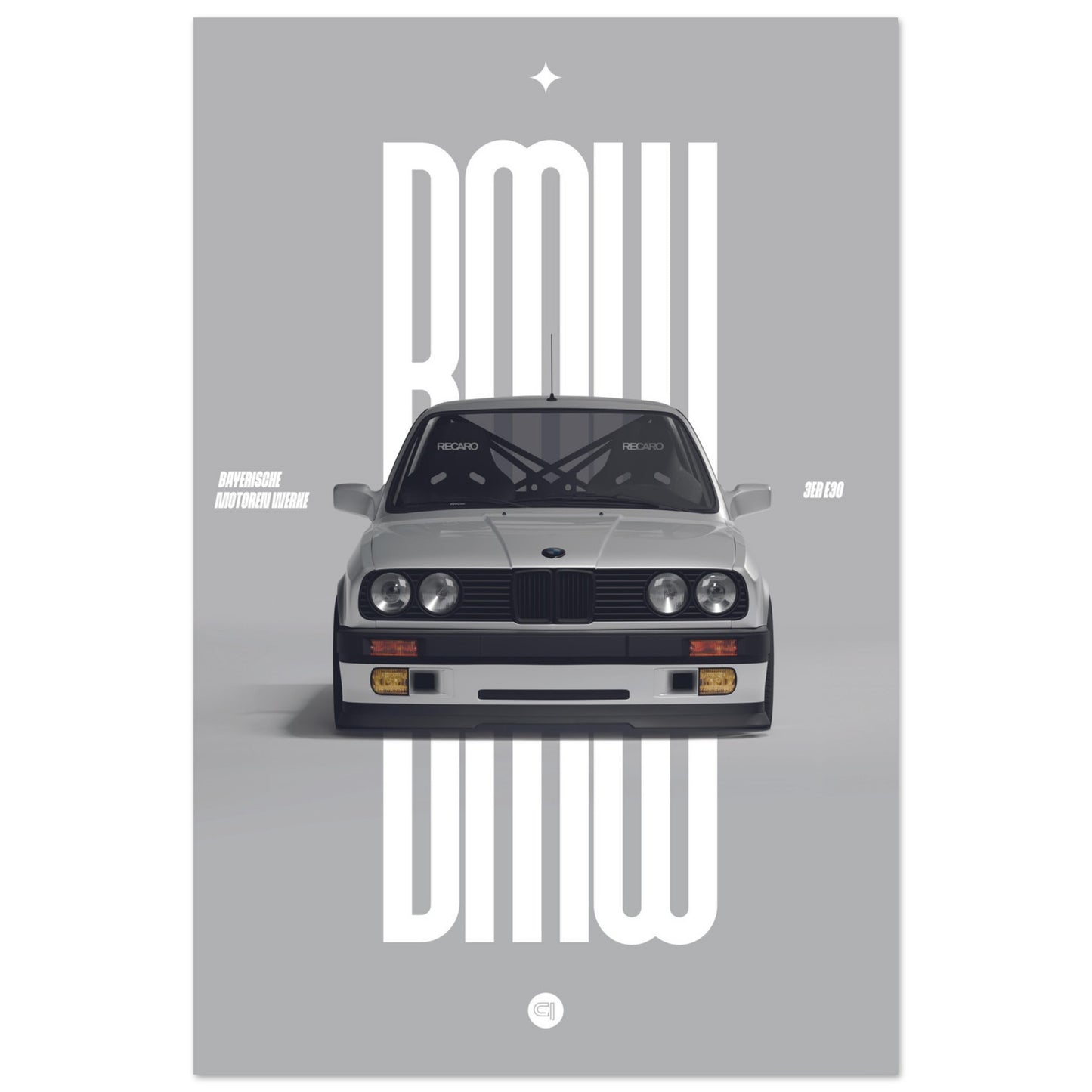 Car Poster - BMW E30 - White