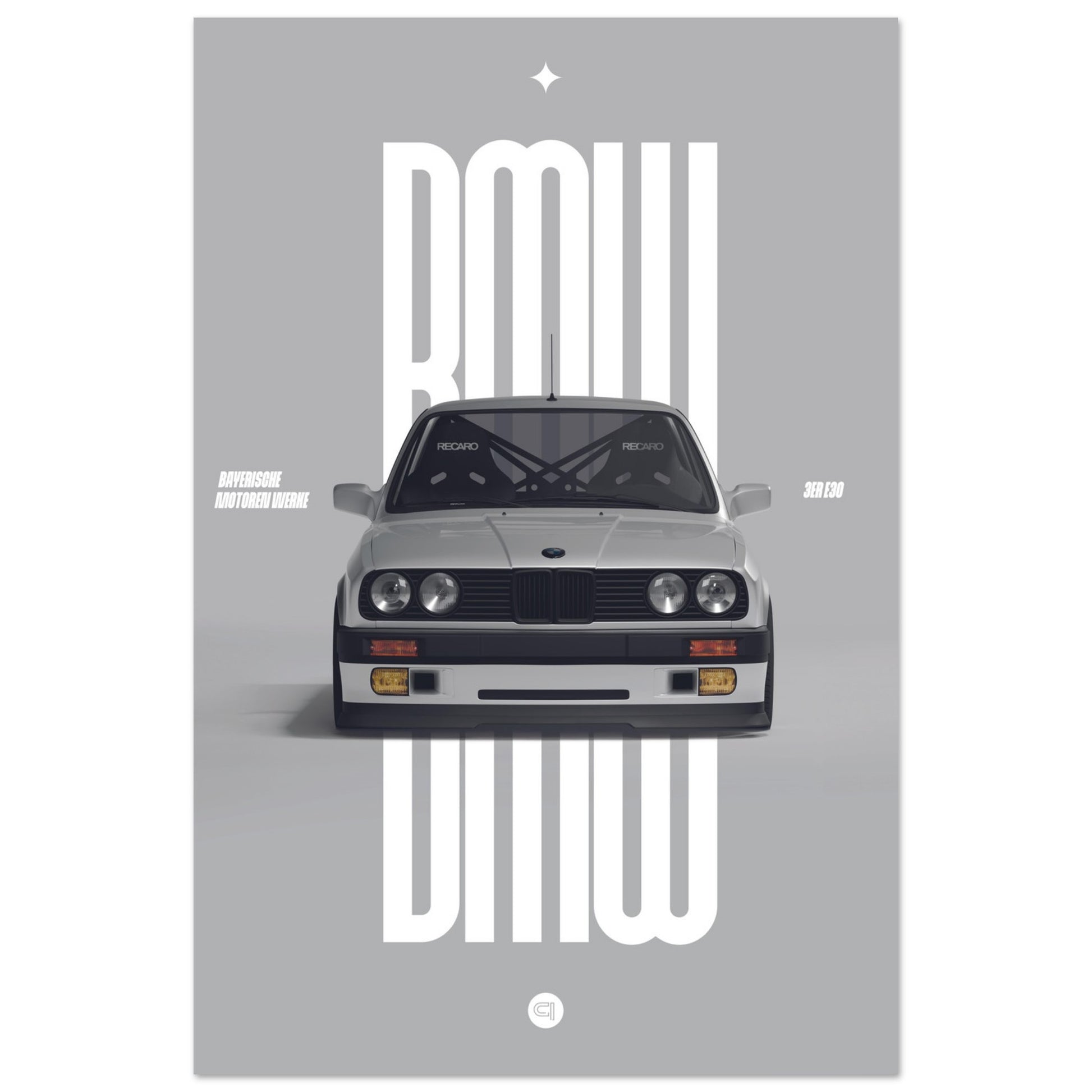 Car Poster - BMW E30 - White