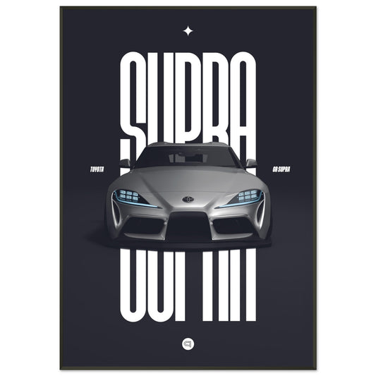 Framed Car Poster - Toyota GR Supra Bumper - White