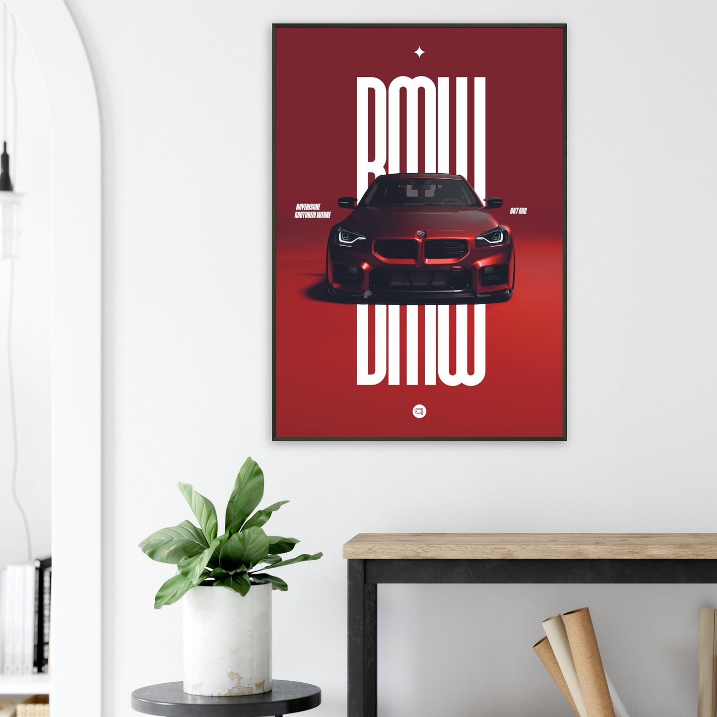 Framed Car Poster - BMW G87 M2 - Red