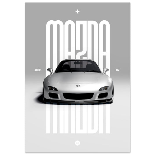 Car Poster - Mazda RX7 - White