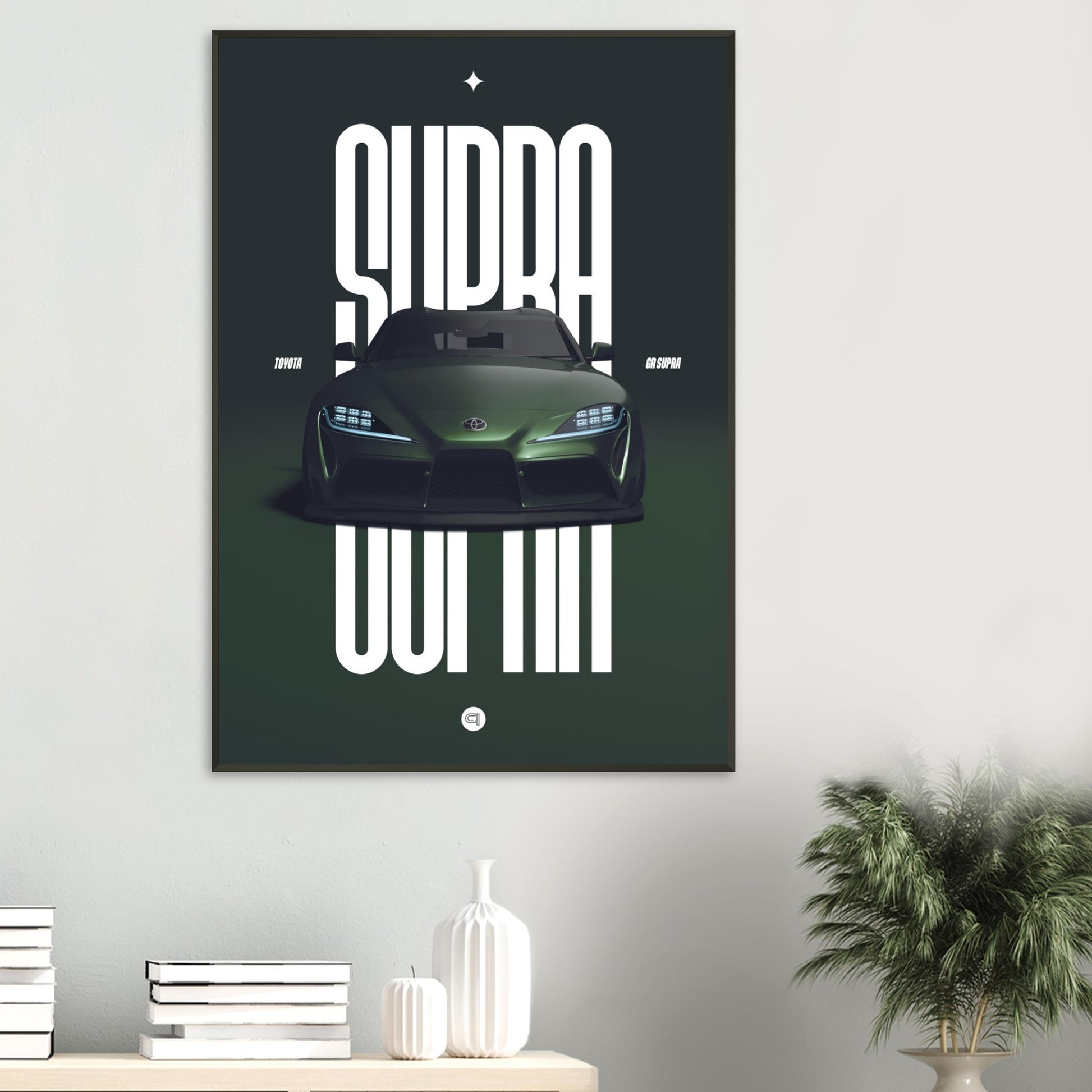 Framed Car Poster - Toyota GR Supra Bumper - Green