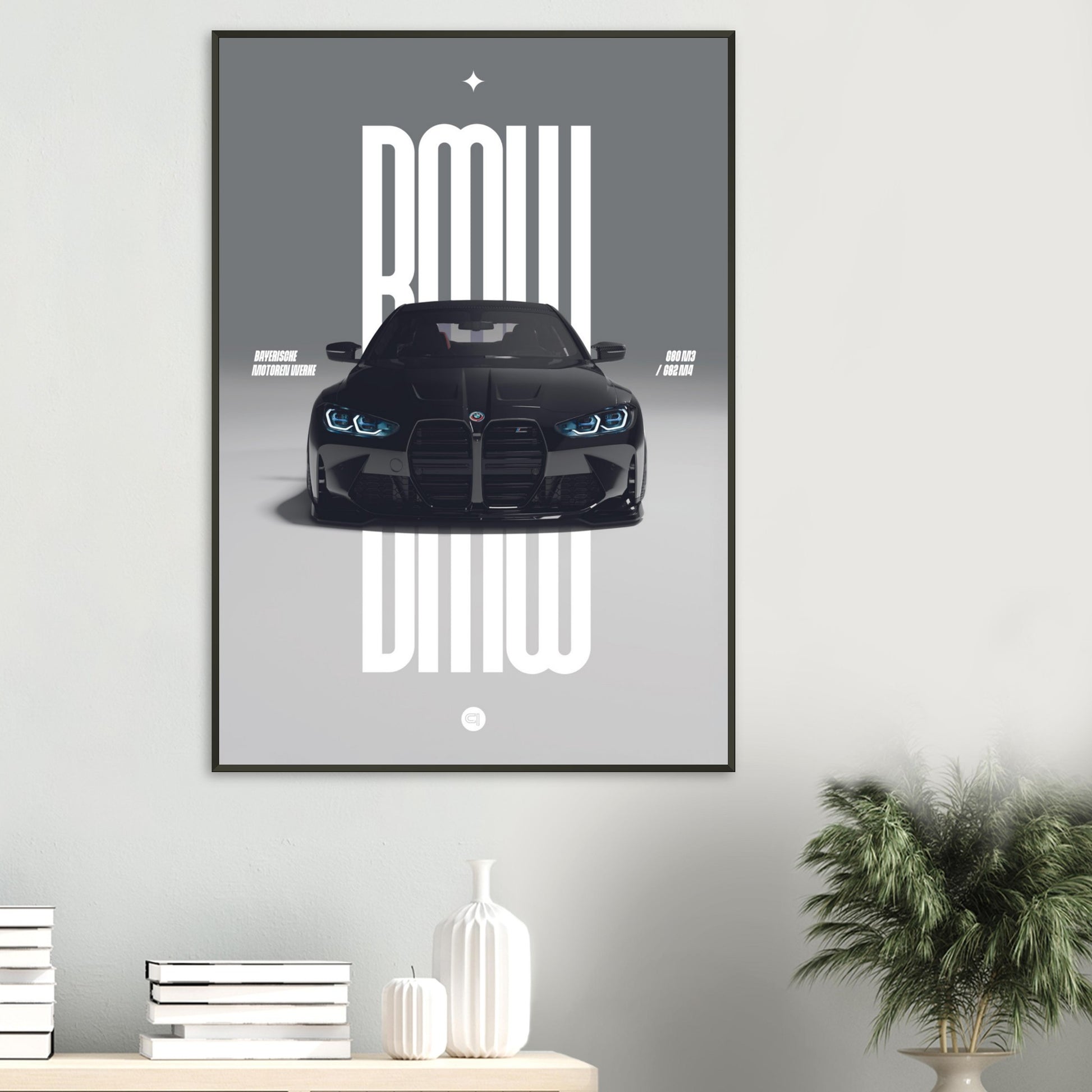 Framed Car Poster - BMW G80 M3 / G82 M4 Bumper - Black