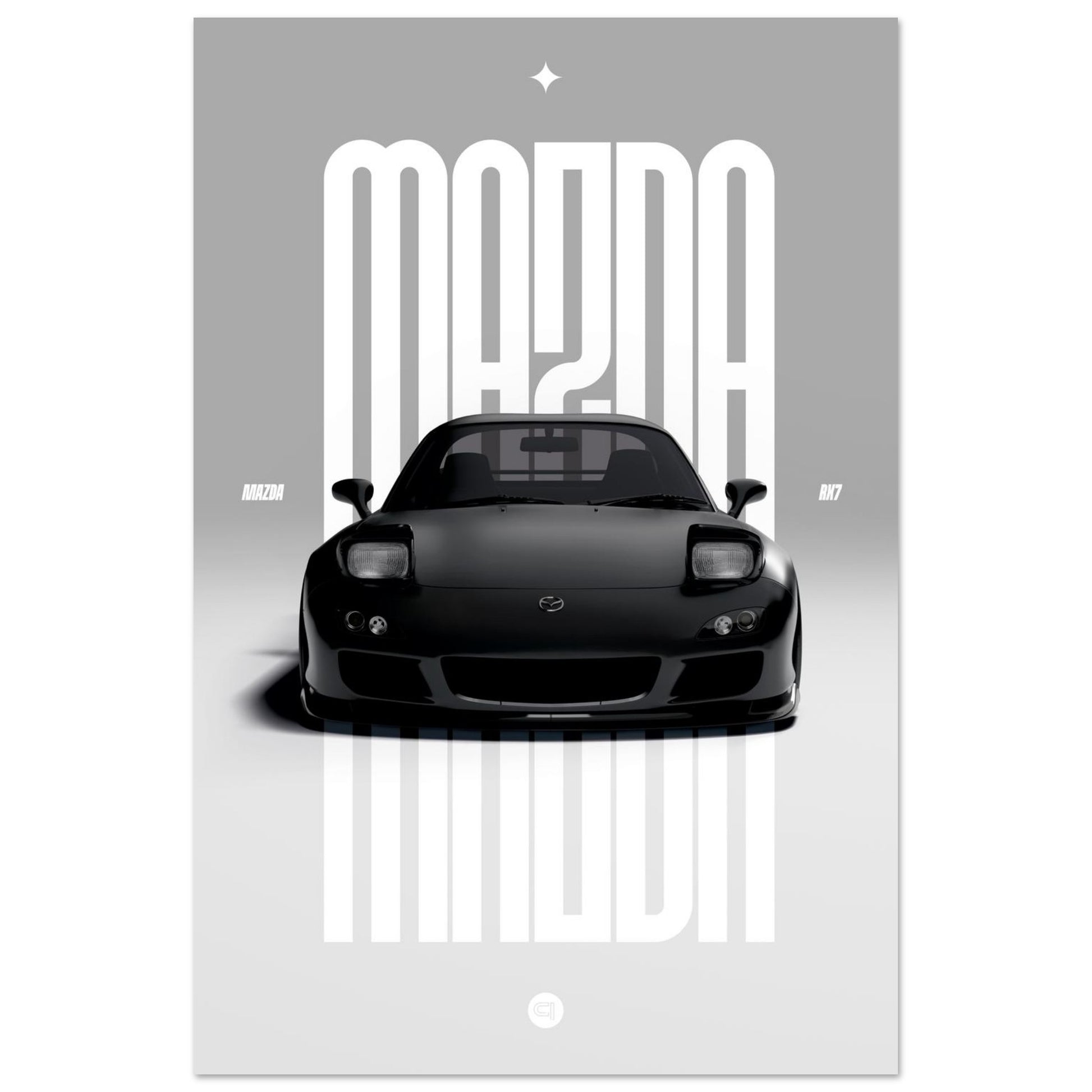 Car Poster - Mazda RX7 - Black Pop up