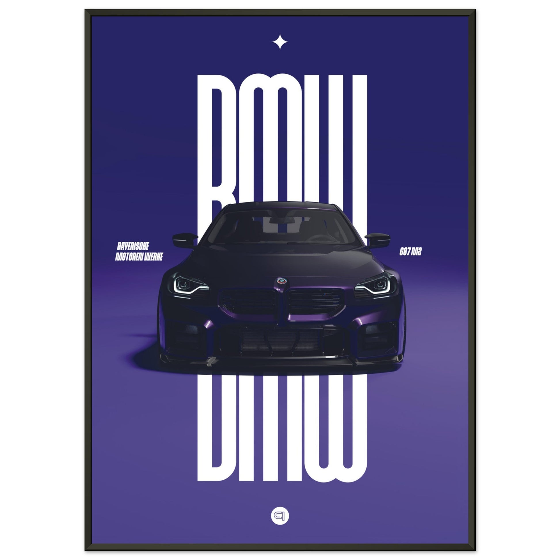 Framed Car Poster - BMW G87 M2 - Purble