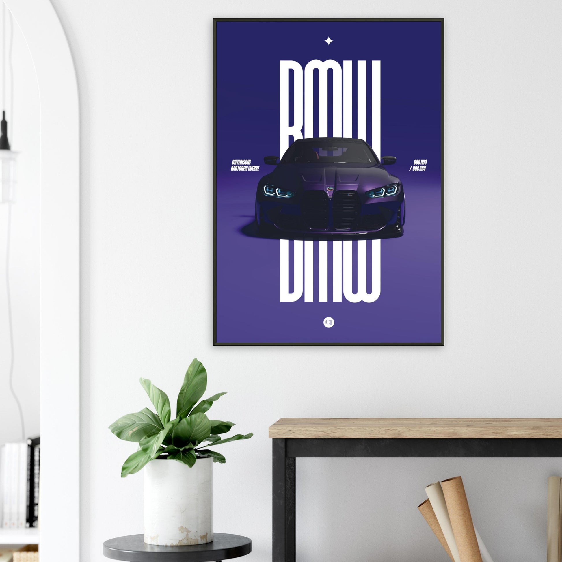 Framed Car Poster - BMW G80 M3 / G82 M4 Bumper - Darkpurple