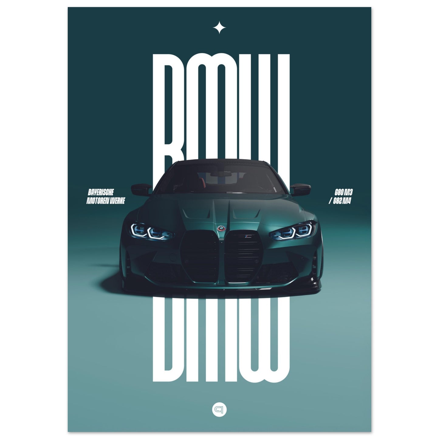 Car Poster - BMW G80 M3 / G82 M4 Bumper - Darkgreen