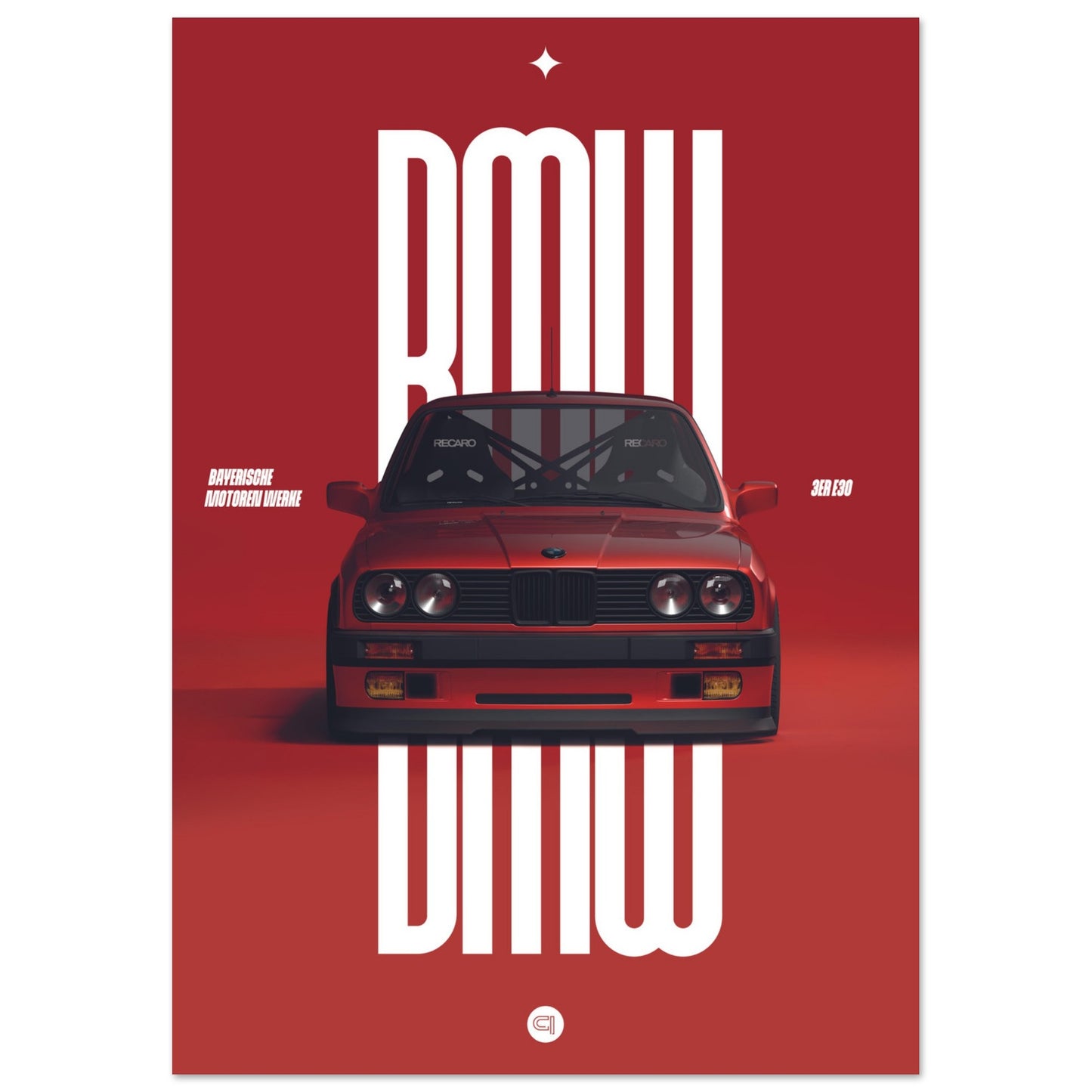Car Poster - BMW E30 - Red