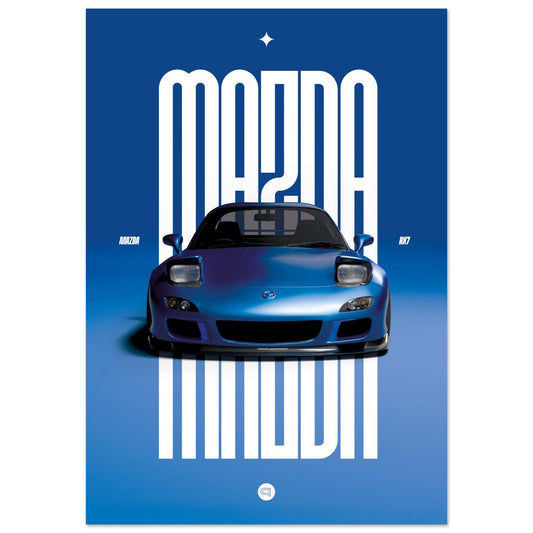Car Poster - Mazda RX7 - Blue Pop up