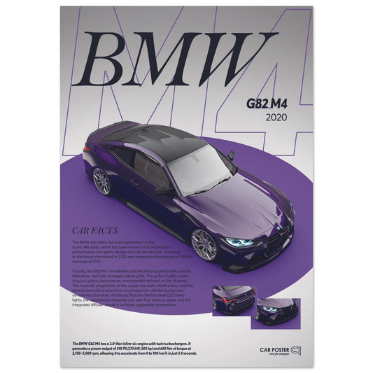 Car Poster - BMW G82 M4 - Purple