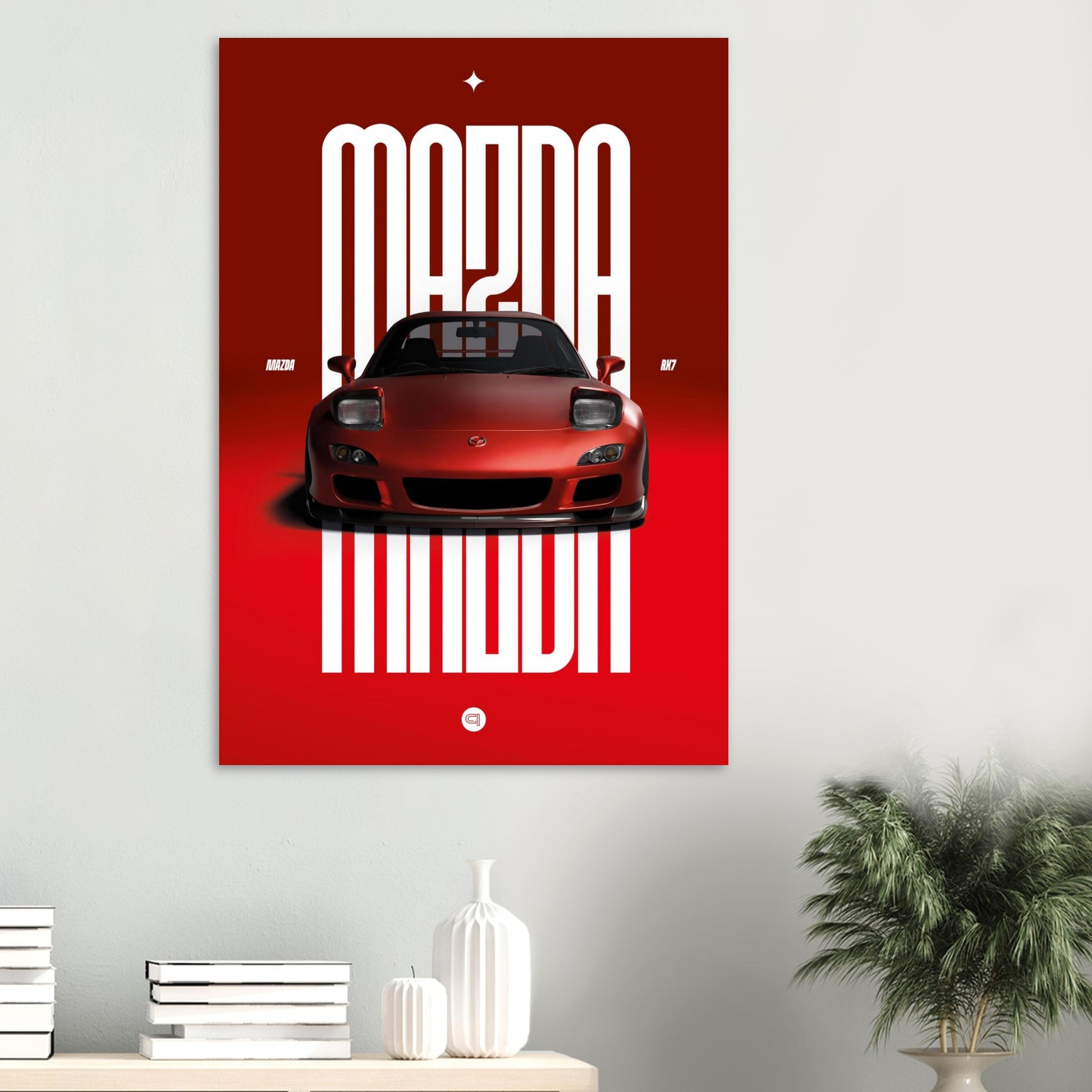 Car Poster - Mazda RX7 - Red Pop up