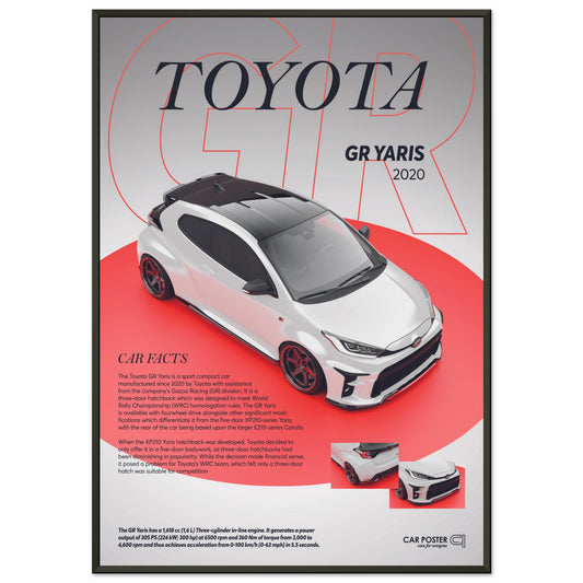 Framed Car Poster - Toyota GR Yaris - White